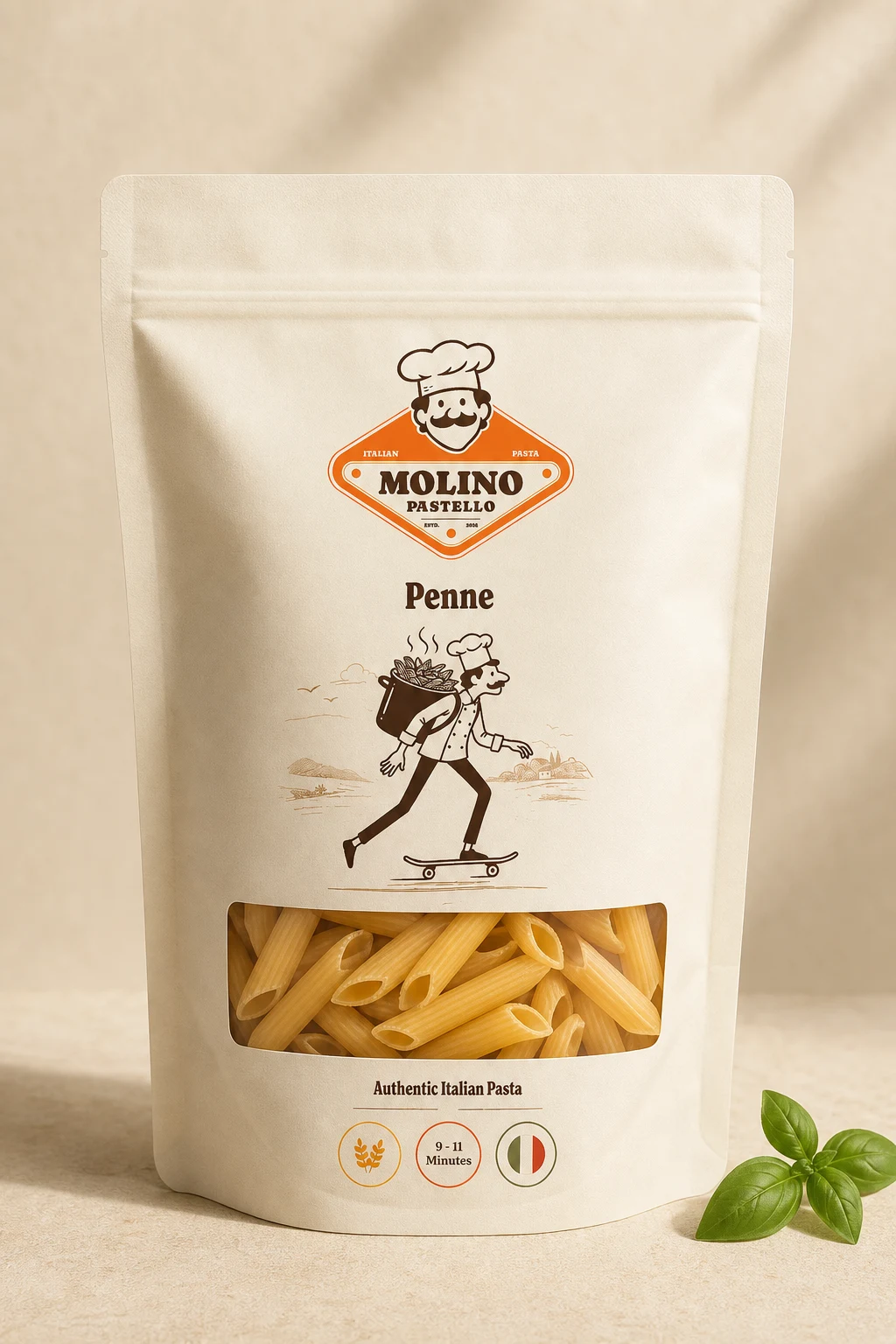 Organic Penne Rigate artisan pasta package